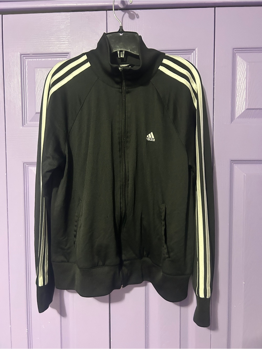 adidas Black Track Jacket with White Three-Stripes